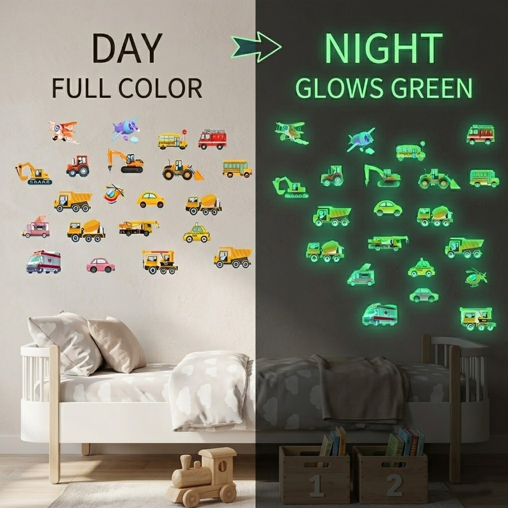 Luminous Car Wall Sticker 21Pc - Lighting Mcqueen Bedroom Decor recension och pris